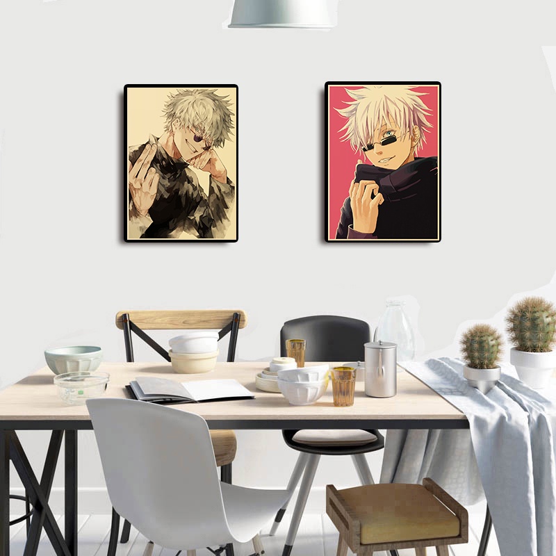 Poster Giấy kraft Treo Tường Trang Trí In Hình Nhân Vật anime Nhật Bản jujutsu kaisen