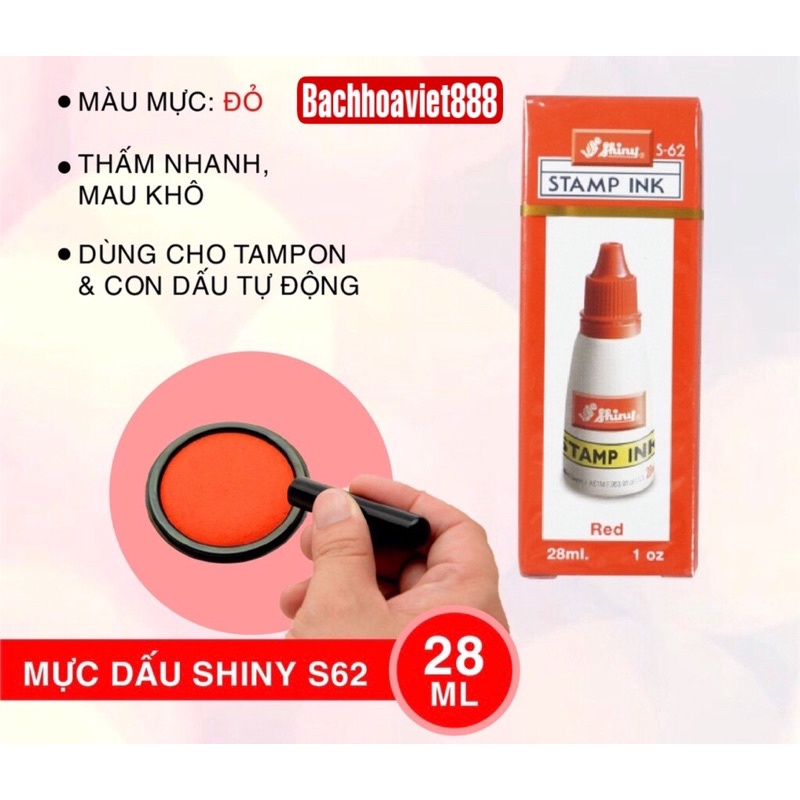 Mực dấu Shiny 28 ml chính hãng, mực dấu dầu shiny Đài Loan cao cấp dùng cho các cơ quan