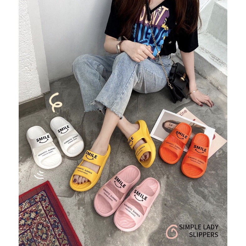 Dép quai ngang nữ SMILE  đế mềm siêu nhẹ hotrend 2021