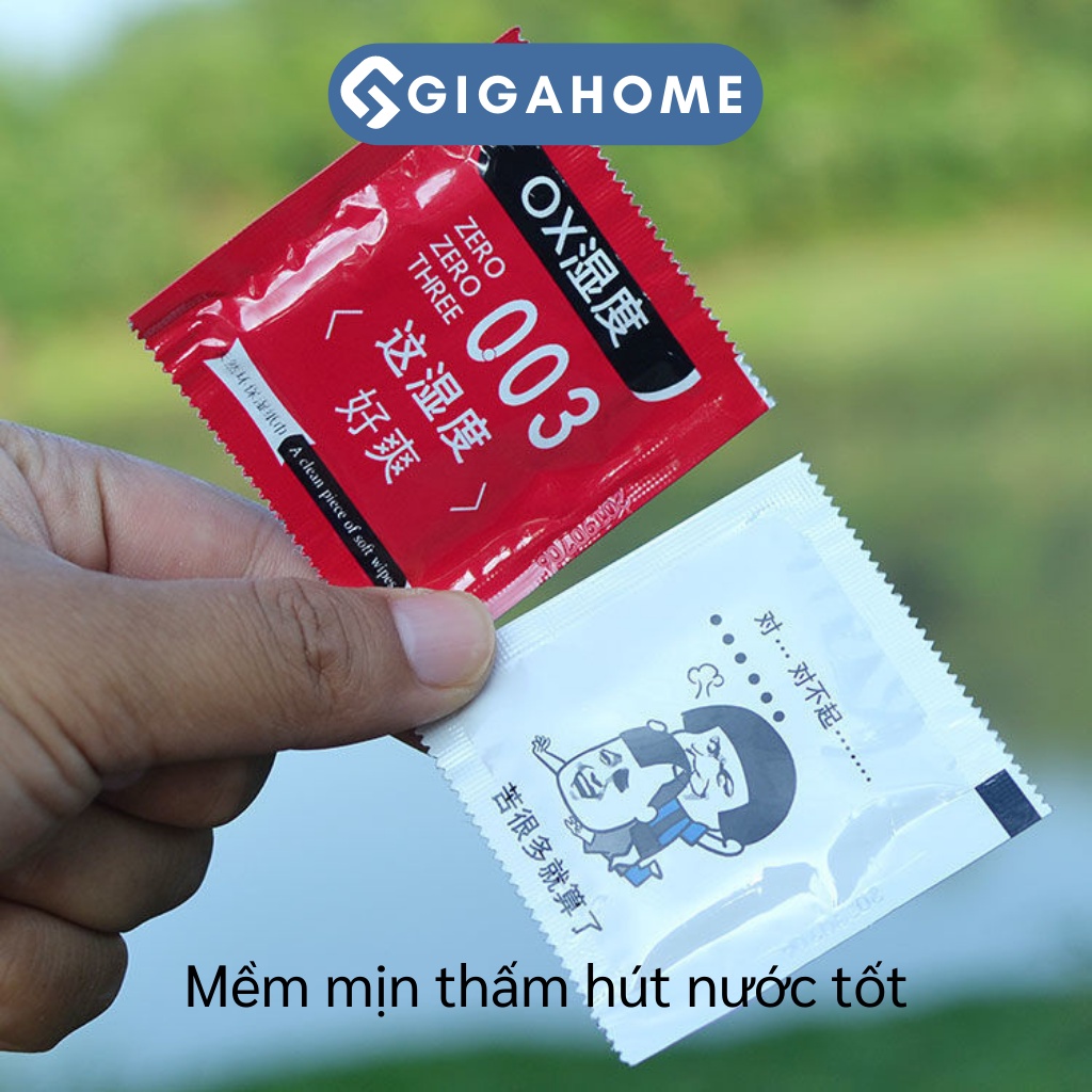 Set 10 Chiếc Khăn Giấy Ướt Gói Vuông GIGAHOME Kiểu BCS Mini Dễ Dàng Đem Theo 9411