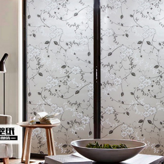 CUỘN 3M DECAL DÁN KÍNH HOA LÁ ĐEN KHỔ 60CM CÓ KEO SẴN