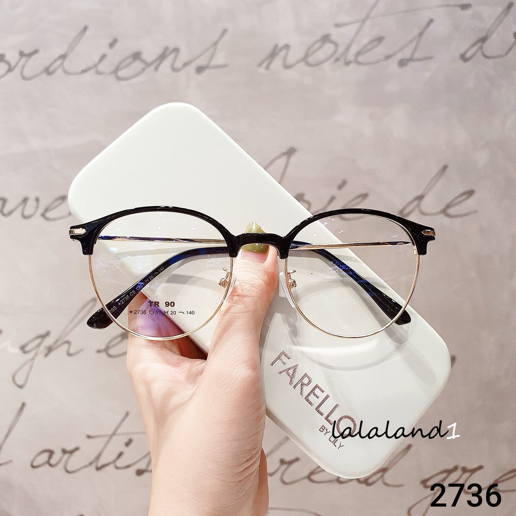 Gọng kính cận nam nữ LILYEYEWEAR mắt kính tròn gọng kính kim loại màu sắc thời trang 2736