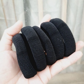 Túi 10 thun cột tóc trơn màu đen (bản 1.5cm)