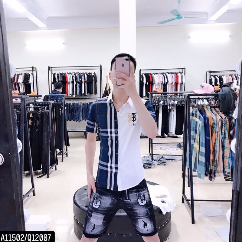 Áo sơ mi pha kẻ bbr hàng cao cấp | BigBuy360 - bigbuy360.vn