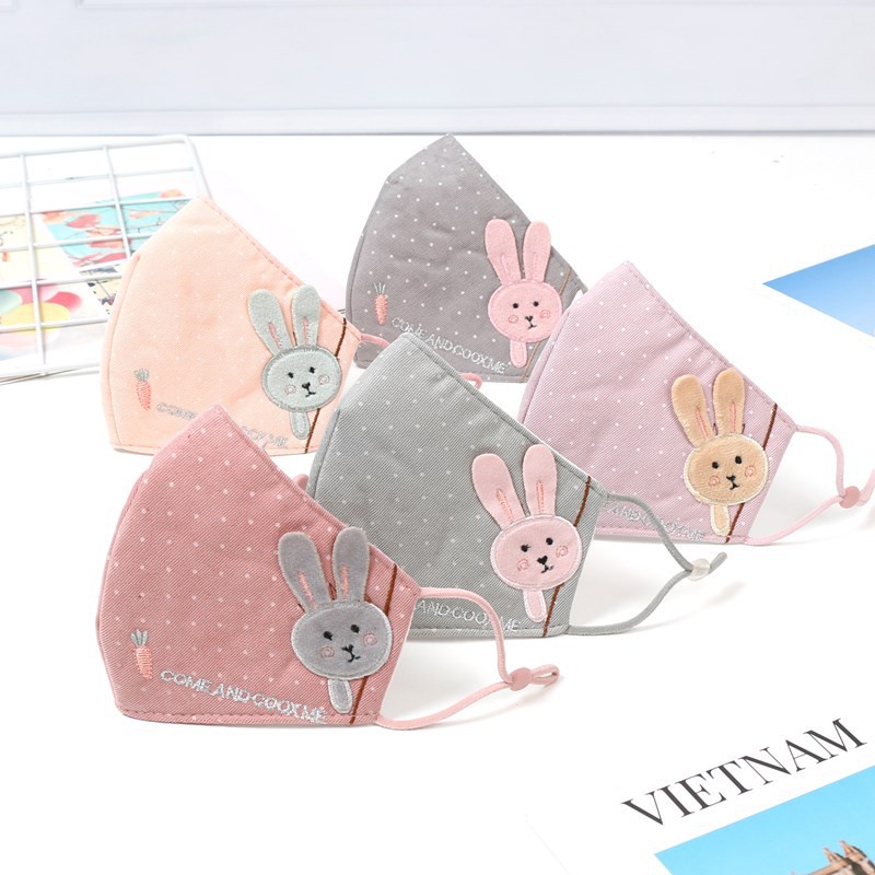 Khẩu Trang Chống Bụi Thoáng Khí In Hình Thỏ Dễ Thương Có Thể Tái Sử Dụng Cho Bé 2-10 Tuổi