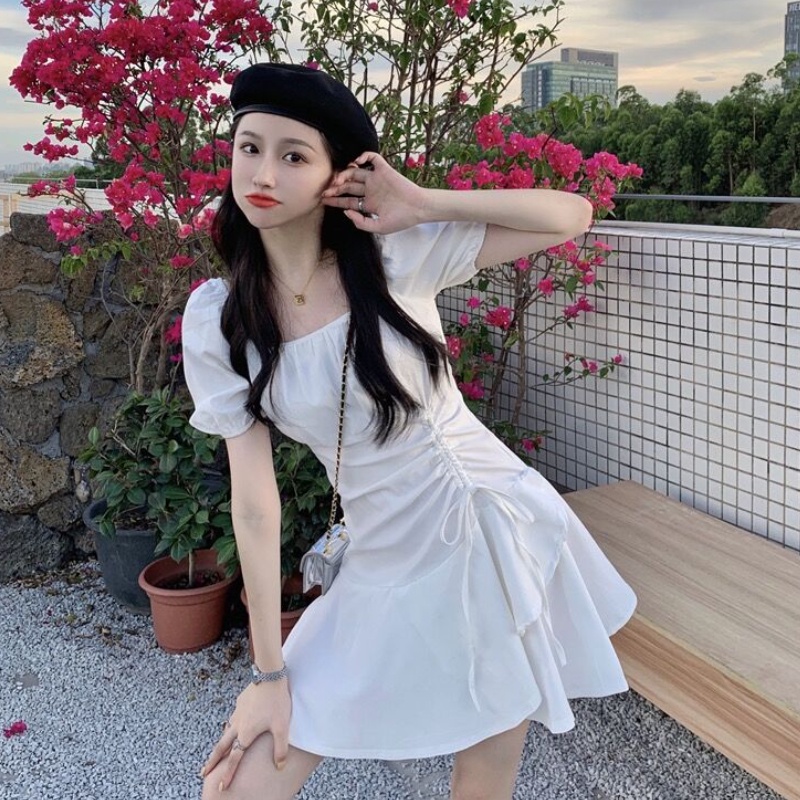 Đầm ngắn Perty màu trắng thời trang mùa hè Hàn Quốc dành cho nữ
