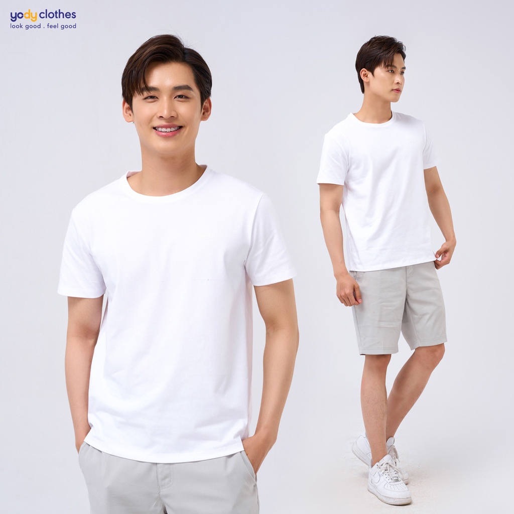 Áo thun phông nam YODY form rộng vải chất bột ngô thoáng mát TSM5261