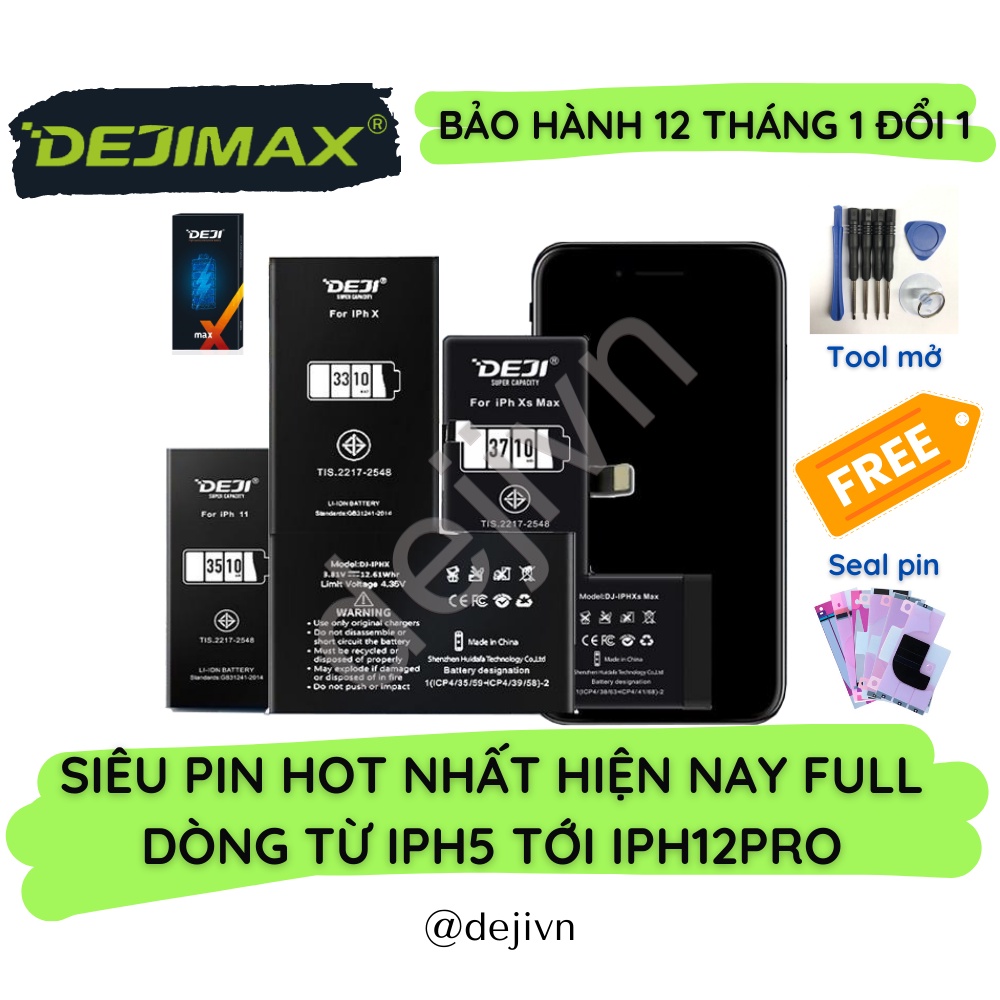 Siêu pin iphone Dejimax dung lượng cao và chuẩn cho iphone 4 4S 5 5S 5C 5SE 6 6S 7 8 Plus X XR XS XSM 11 12 Pro Max SE2