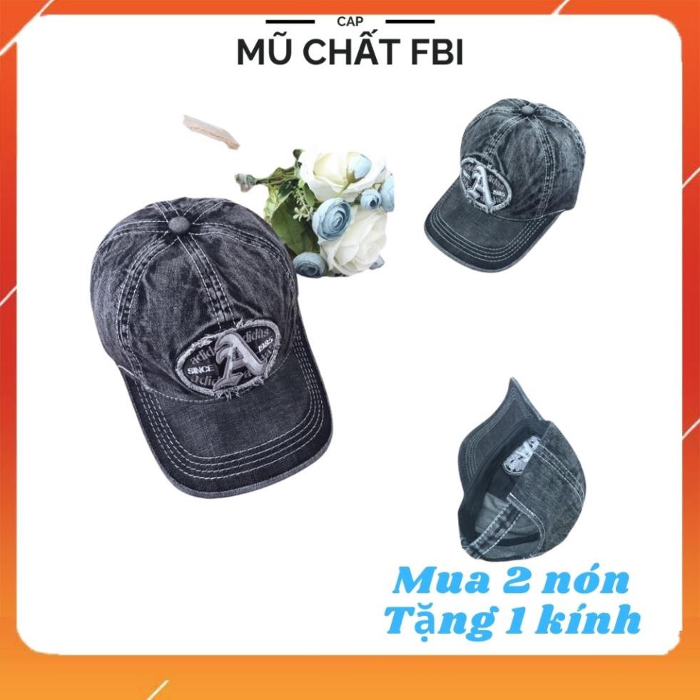 Mũ Lưỡi Trai, Nón Kết Vải Jean Thêu Chữ A Thời Trang Êm Đầu Bảo Hành 24 Tháng Cực Đẹp ( Mua 2 Nón Tặng 1 kính)  ྇