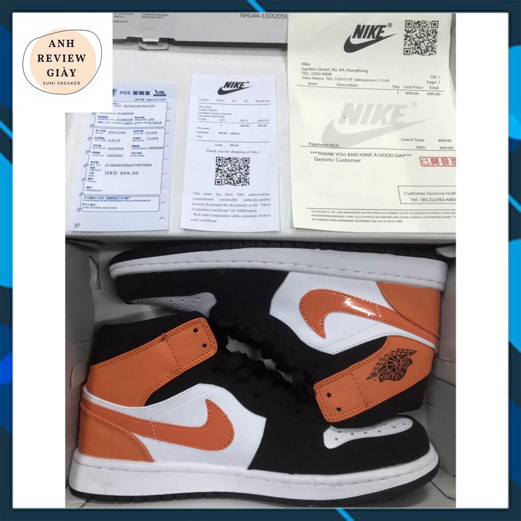 📢 Giày Thể Thao, Giày Sneaker Jordan Cổ Cao Màu Cam