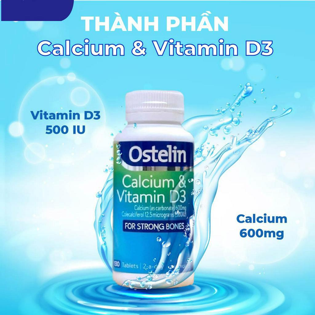 Combo 2 lọ canxi bầu Ostelin Calcium & Vitamin D3 130 viên Úc cho bà bầu hỗ trợ phòng chống còi xương, dị tật
