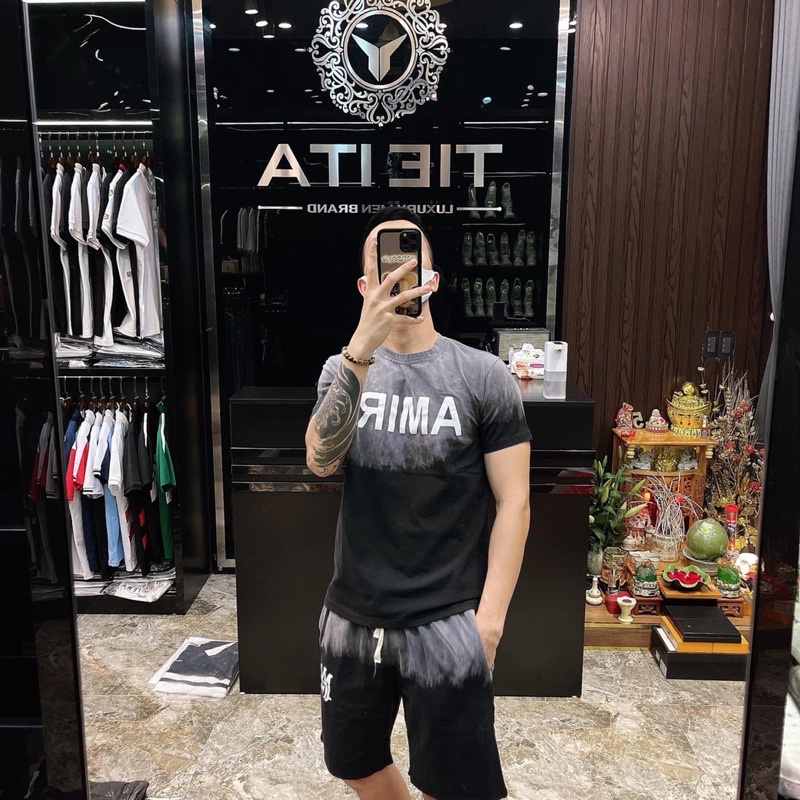 Bộ Cộc Tay Mặc Hè Nam Cotton Loang Màu AMIRI
