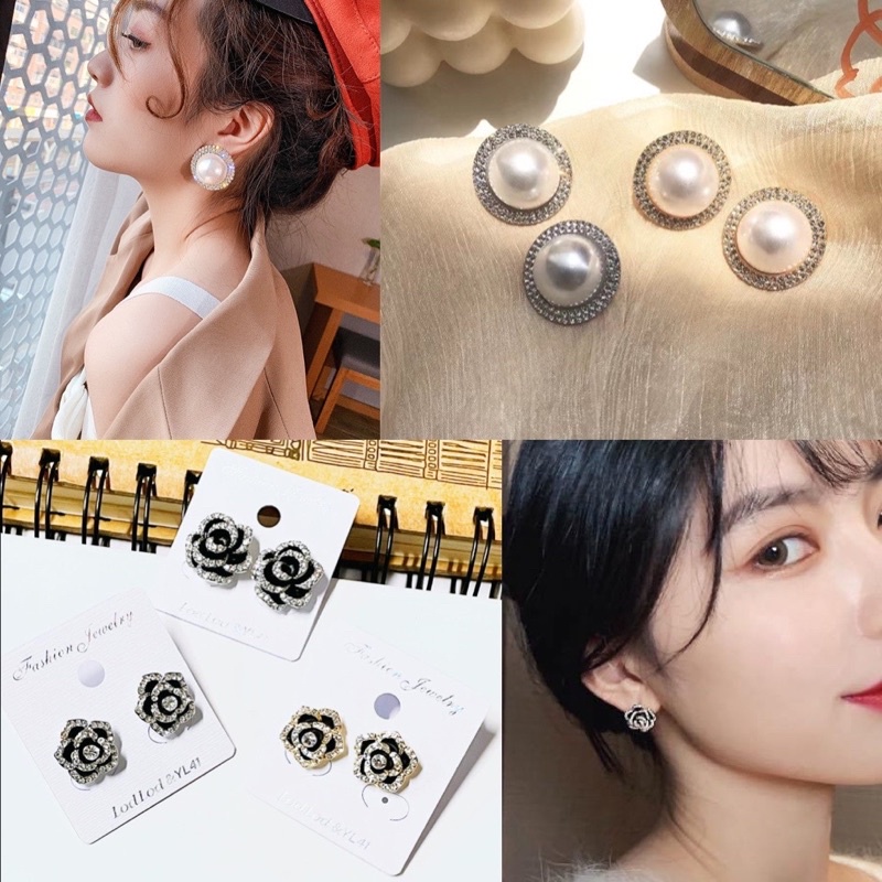 Khuyên Bông Tai Nụ Đính Đá Và Hạt Ngọc Nhiều Mẫu Sang Chảnh