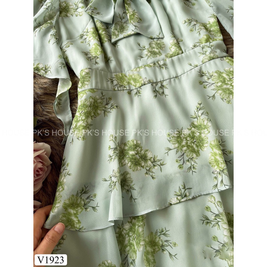 Đầm Thiết Kế Dáng Xoè Hoa Xanh Xếp Tầng Cánh Tiên V1923, Váy Xoè Voan Hoa Cao Cấp - PK Official | BigBuy360 - bigbuy360.vn