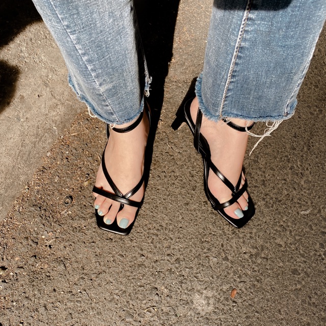 Sandal Kara gót vuông 5P - shoes By Jane