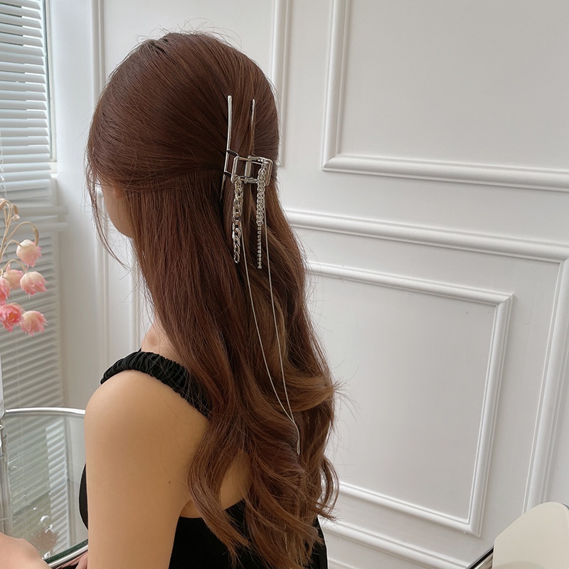 Kẹp tóc thời trang mạ bạc cỡ lớn kiểu Hàn Quốc trẻ trung dành cho nữ