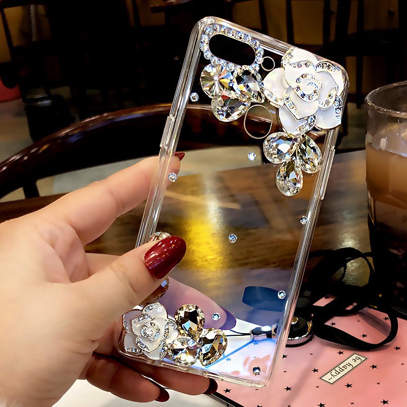 Ốp Điện Thoại Hình Hoa Trà Đính Đá Thời Trang Cho OPPO Reno6 Z 5G 5 4 4Pro 3 2F 2 A94 A74 A54 A31 A5 A9 2020 A15 A15S A52 A92
