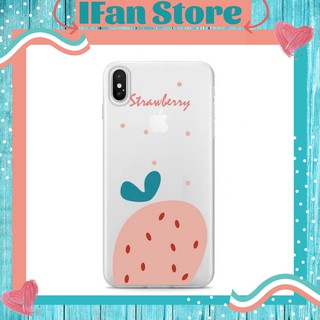 Ốp Lưng iPhone Trong Suốt Chất Dẻo Chống Sốc Trái Dâu Tây iPhone 6 6s 6plus 6splus 7plus 8plus x xs xs max 11 pro max