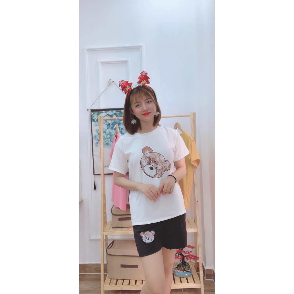Đồ Bộ Nữ Mặc Nhà Mùa Hè Đồ Bộ Thun Lạnh Tay Ngắn Đủ Size - Đồ Bộ Dễ Thương Hình Con Gấu - Bộ Pijama