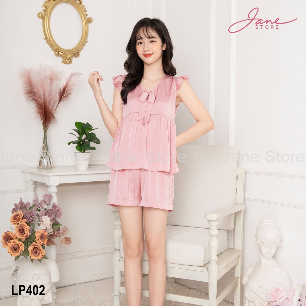 Bộ đồ ngủ lụa Pháp JANE nơ cổ mã LP40 | BigBuy360 - bigbuy360.vn