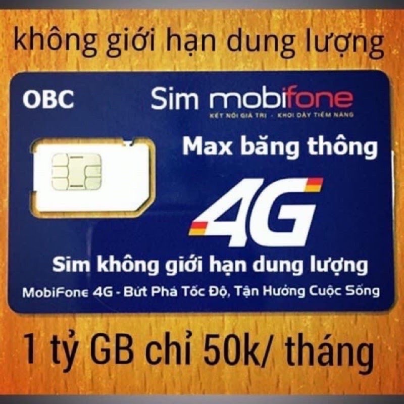 Sim Bùm Mobifone Ed50 50k/1 tháng mỗi tháng 1tỷ G max băng thông.