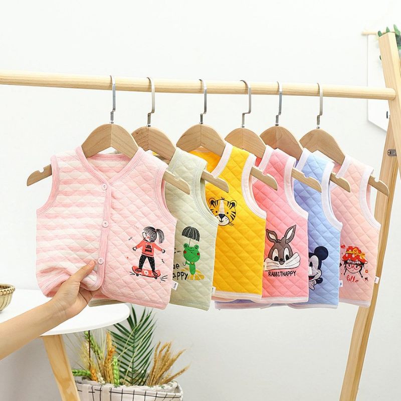 (Loại đẹp)Áo gile trần bông cho bé trai bé gái sơ sinh đến 4 tuổi