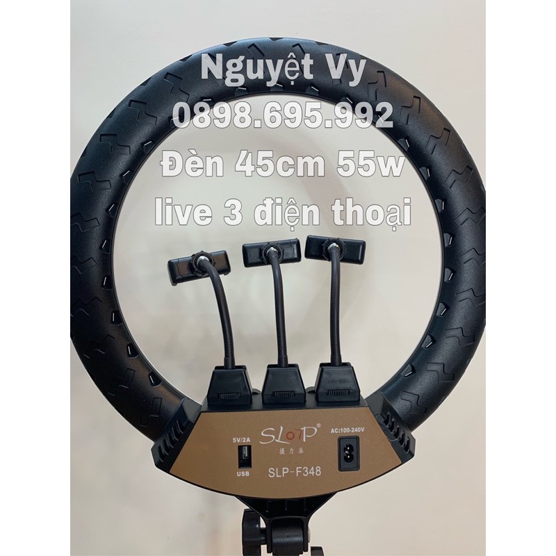 Đèn live stream 45cm live 3 điện thoại và tích hợp 2 khe sạc điện thoại trực tiếp