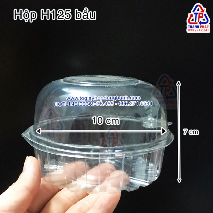 100 Hộp H125 bầu đựng bánh donut – Hộp nhựa tròn đựng bánh su kem - bánh bao nhỏ