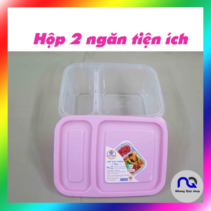 Hộp thực phẩm 2 ngăn nhựa Việt Nhật đựng đồ ăn tiện ích (MS: 6485)
