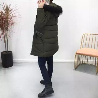 Áo phao dáng dài mũ lông xuất Hàn (có sẵn)