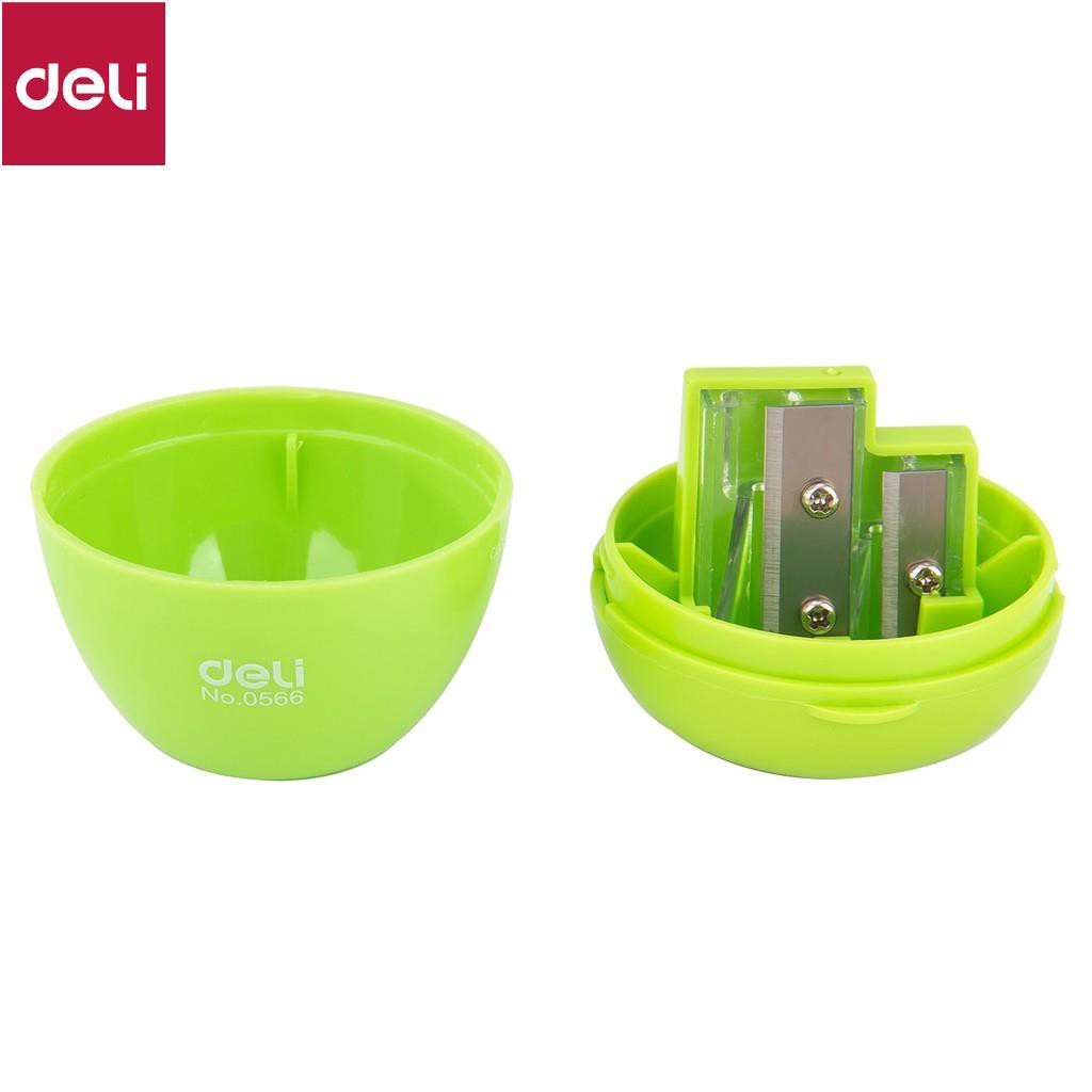 Gọt chì trái táo Deli - 2 lỗ - Xanh lá/Xanh dương/Hồng/Đỏ - 1 chiếc - E0566 [Deli]