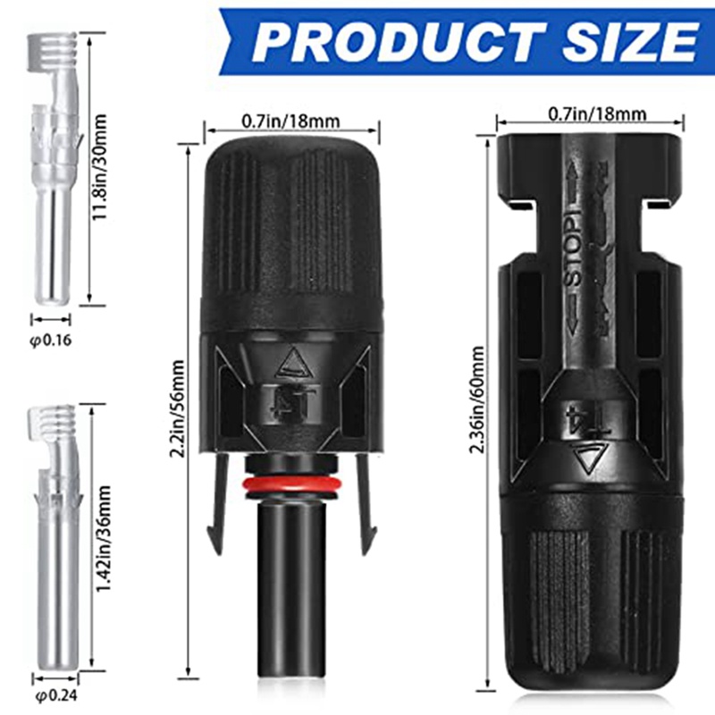Bộ 50 Cặp Đầu Nối Dây Cáp Tấm Pin Năng Lượng Mặt Trời Chống Nước IP67