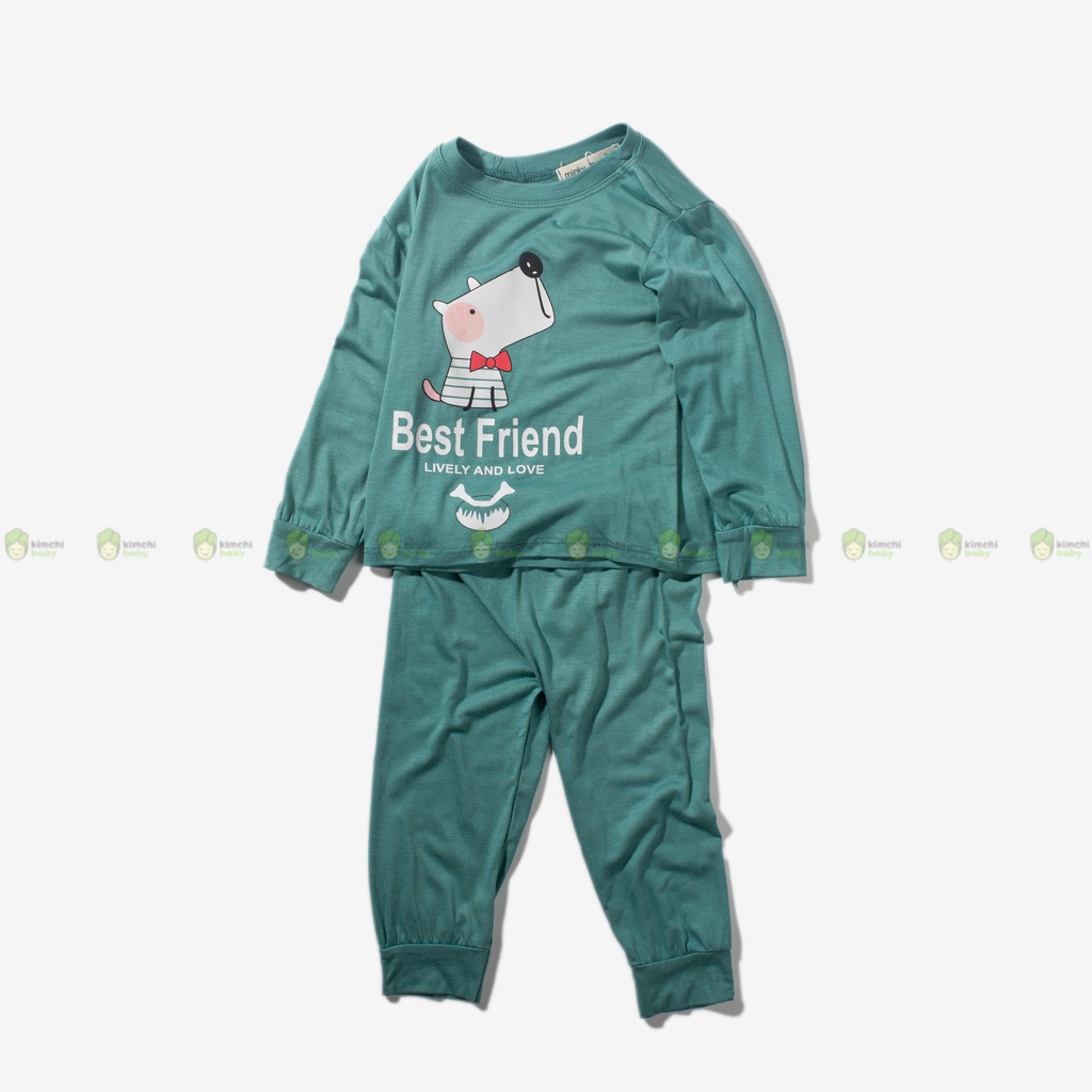 [SZ ĐẠI] Bộ Thun Lạnh Dài Tay Cho Bé Gái, Bé Trai Minky Mom Hoạ Tiết Gấu Cool, Bộ Quần Áo Cho Bé Mặc Nhà MKMTD2234
