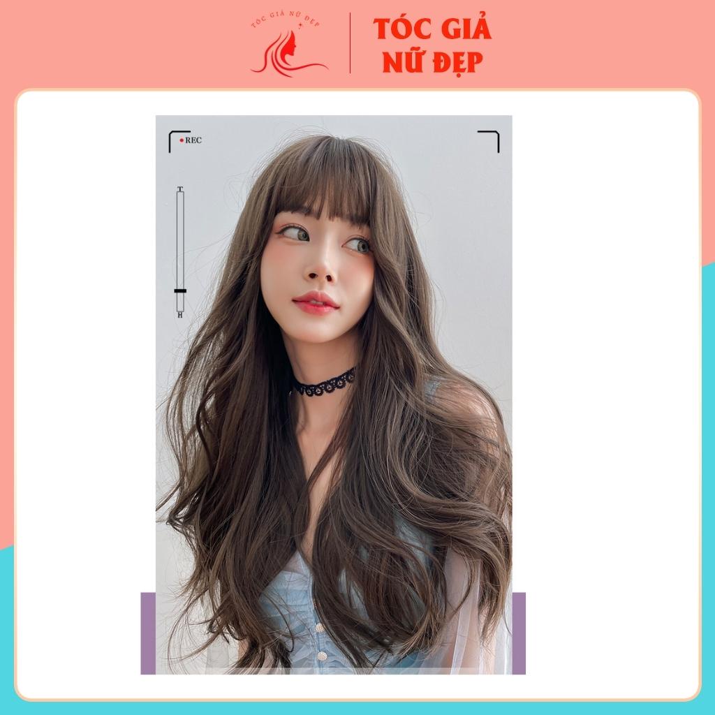Tóc giả nữ nguyên đầu xoăn dợn dài kiểu hàn, c2069, tặng kèm lưới trùm wig