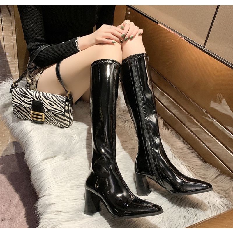 Bốt nữ da bóng boots đùi cao cấp đế số 7 chắc chân cá tính trẻ trung | BigBuy360 - bigbuy360.vn