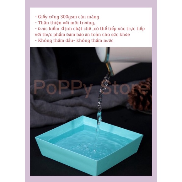 Hộp đựng bánh, hộp giấy kraft thực phẩm có nắp, dùng một lần, đa dạng màu sắc hoạ tiết - POPPY STORE