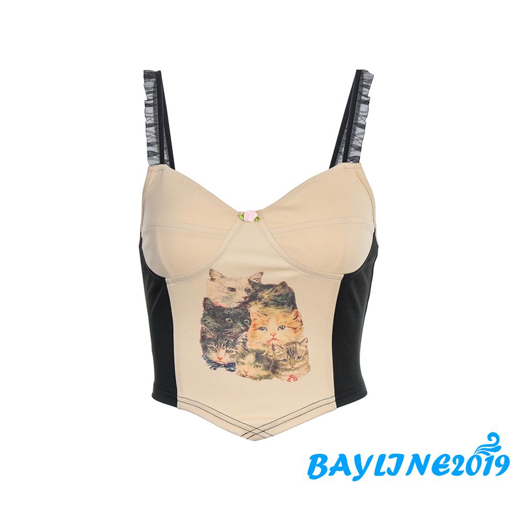 Áo Lửng Hai Dây Phối Lưới Xuyên Thấu Quyến Rũ Dành Cho Nữ