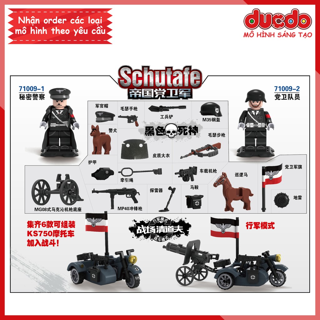 (Đóng túi) Combo Hitler và lính phát xít Đức - Đồ chơi Lắp ghép Xếp hình Mini Minifigures Army WW2 D71009