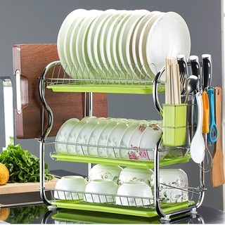 Kệ để bát - Giá để bát inox - Kệ bếp inox 3 tầng