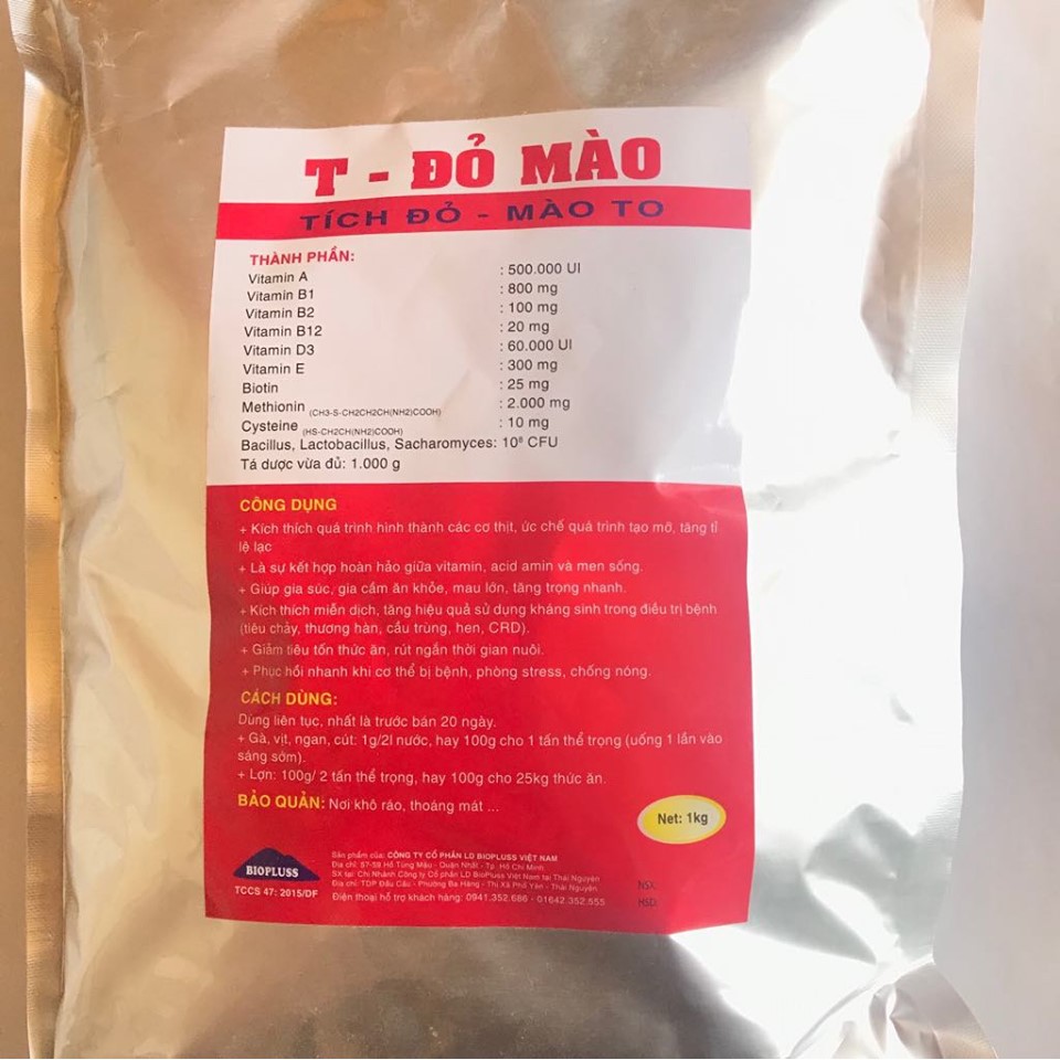 Vỗ béo kích tích, đỏ mào, đẹp mã cho gia súc gia cầm gói 1kg