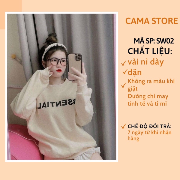  Áo Nỉ Sweater Nữ Form Rộng Vải Nỉ Bông Dày Dặn phong cách Ulzzang CAMASTORE SW02 | BigBuy360 - bigbuy360.vn