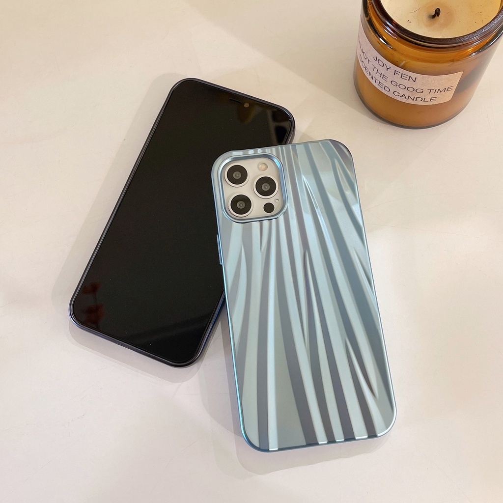 Ốp Điện Thoại Màu Xanh Nhạt Mạ Điện 3D Chống Sốc Bảo Vệ Toàn Diện Cho iPhone 13/12/11/X