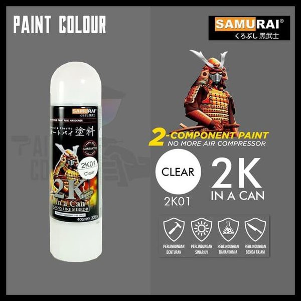 Chai Sơn Samurai Phủ Keo Bóng 2K01 màu trong suốt, chống mài mòn và giữ màu 5 năm