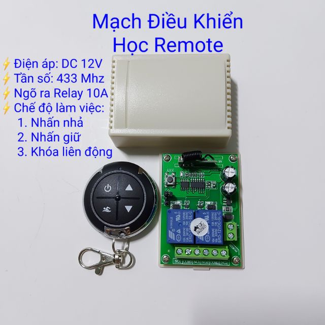 Mạch Điều Khiển từ xa 433Mhz 12V 2 kênh học remote học lệnh