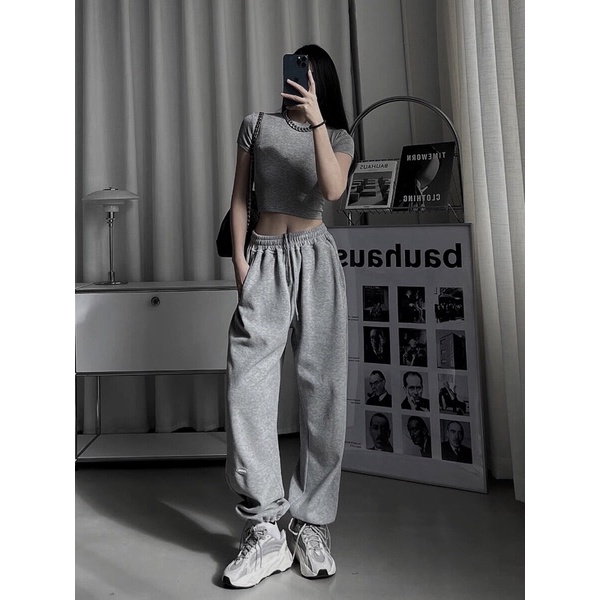 Quần Jogger Thể Thao Nam Nữ Ống Rộng From Có Dây Bo Rút