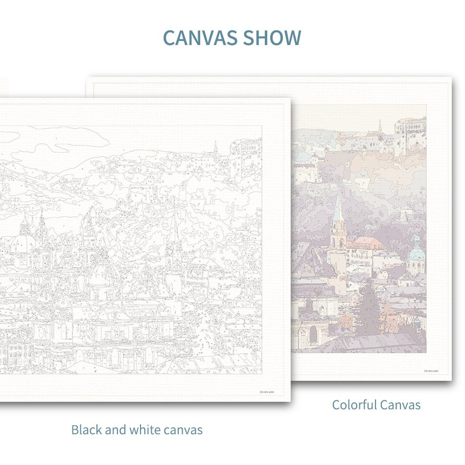 DROFE Bộ Tranh Sơn Dầu Trang Trí Kích Thước 40x50cm DIY