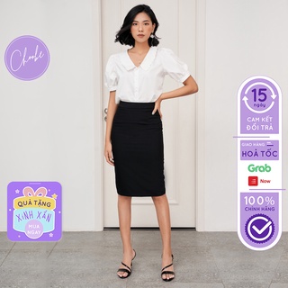  Chân váy bút chì Choobe cạp cao, có lớp lót ,dáng công sở xẻ sau- Đen V05Đ