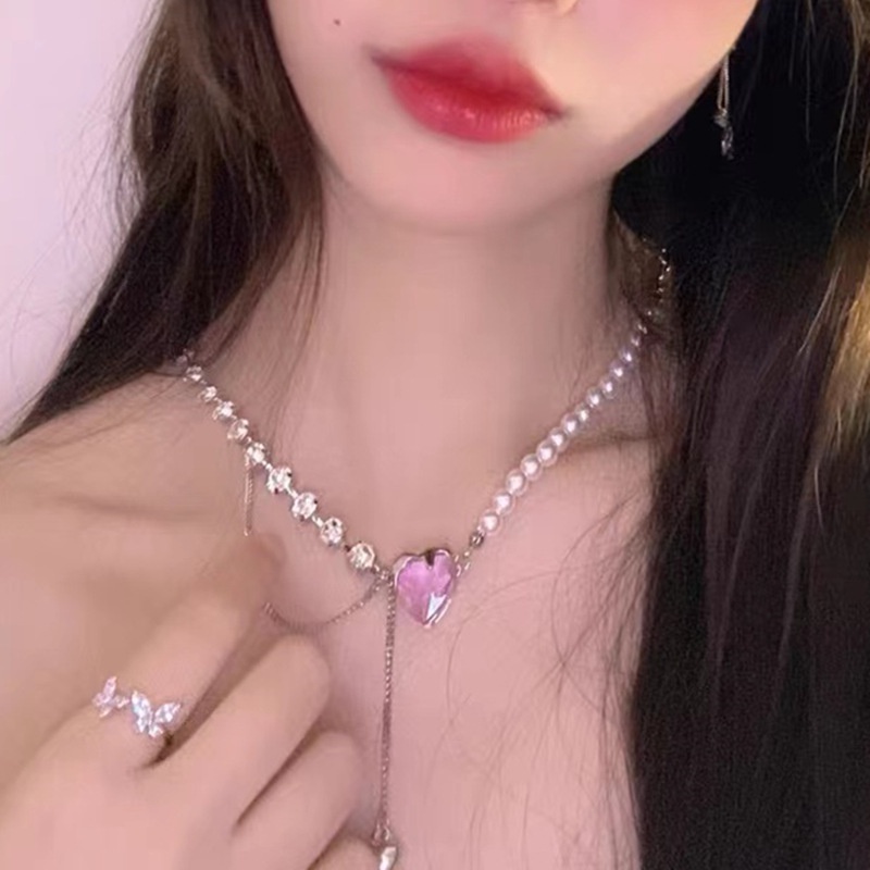 Dây Chuyền Ngọc Trai Mặt Trái Tim Thời Trang