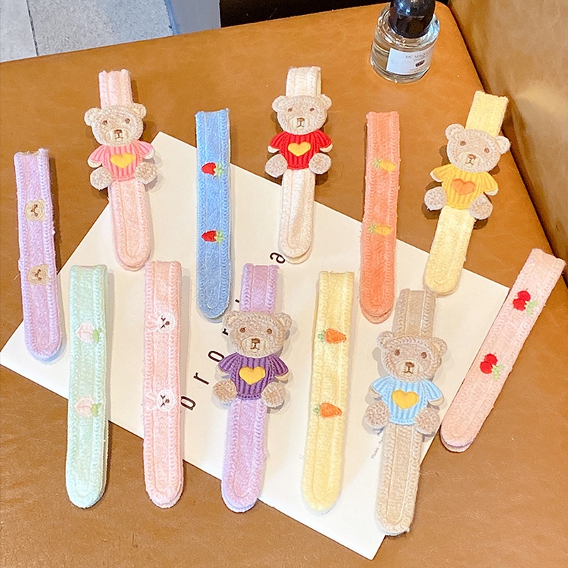 Cài tóc dệt kim họa tiết hoạt hình nhiều màu dễ thương cho bé gái