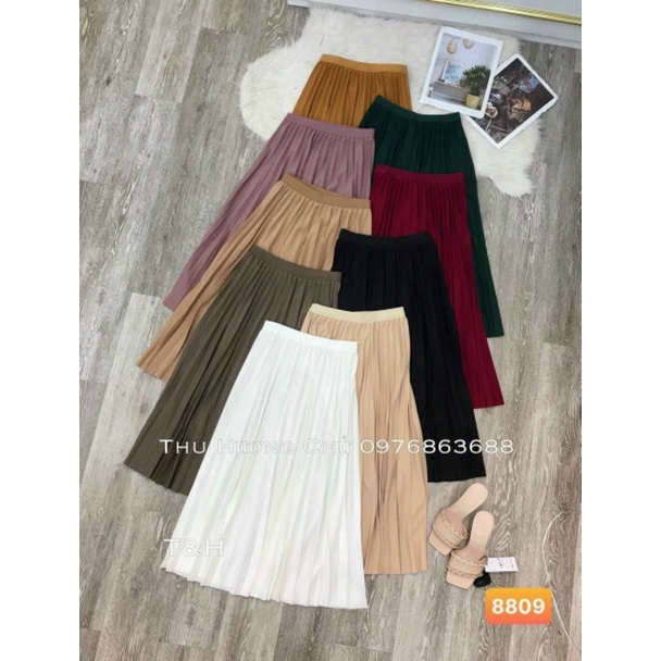 Chân váy dập ly trơn hàng QC